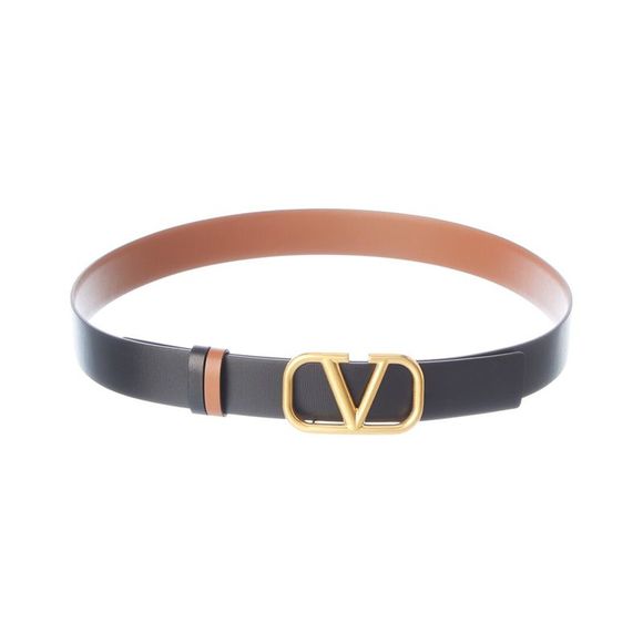Valentino Vlogo Reversible Leather Belt, Brown - Picture 2 of 4